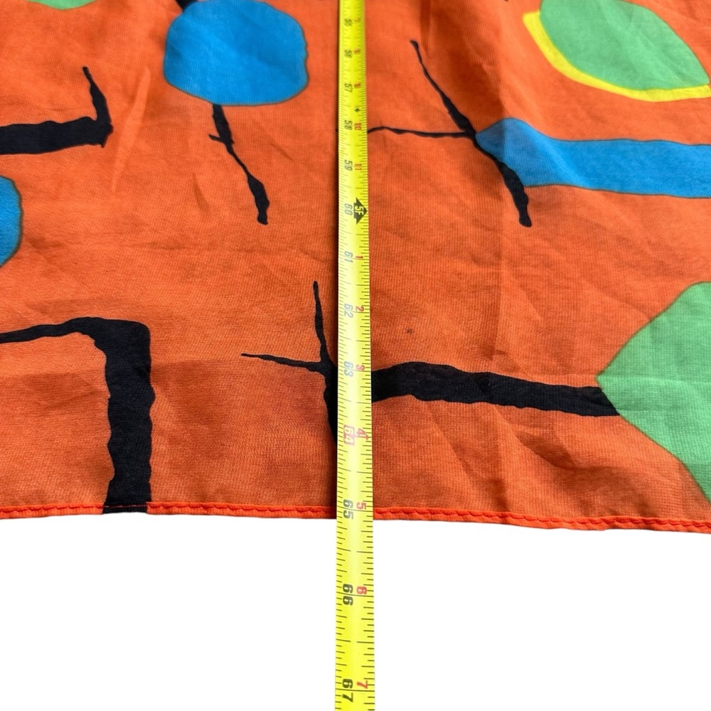 Vintage Orange Rectangular Scarf Orange Blue Abst… - image 3